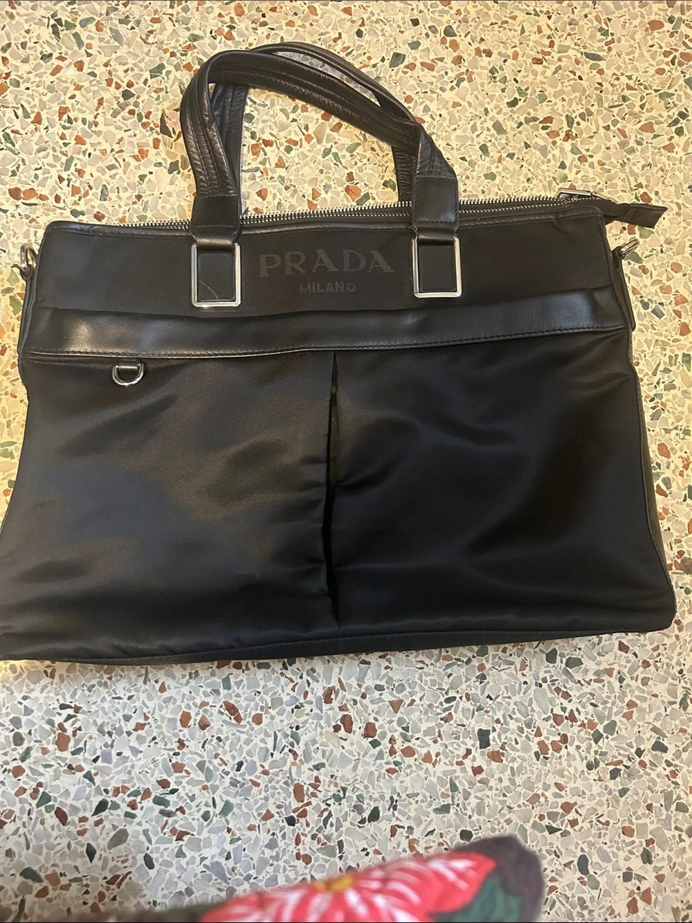 Black Nylon & Leather Briefcase